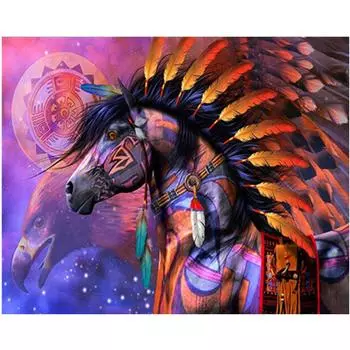 Полный 5D Diy Алмазная картина Племенная лошадь Алмазная вышивка Крестом Домашний декор Подарок ручной работы 25x30cm