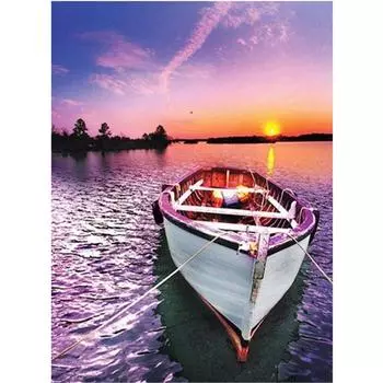 Полный 5D Diy Алмазная картина Пришвартованная лодка Алмазная вышивка Крестом Домашний декор Подарок ручной работы 25x30cm