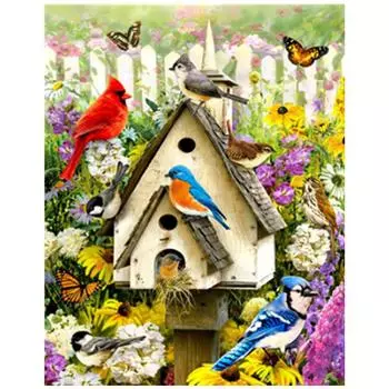 Полный 5D Diy Алмазная картина Птица и дом Вышивка крестом Домашний декор Подарок ручной работы 20X25CM
