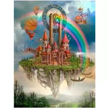 Полный 5D Diy Алмазная картина Радужный небесный замок Вышивка крестиком Домашний декор Подарок ручной работы 25x30cm