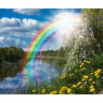 Полный 5D Diy Алмазная картина Радужный пейзаж Алмазная вышивка Наборы для вышивки крестом Домашний декор Подарок ручной работы 20x30cm