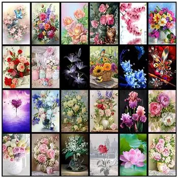 Полный 5D Diy Алмазная картина Различные цветы Мозаика Вышивка Крестом Домашний декор Подарок ручной работы 20x30cm