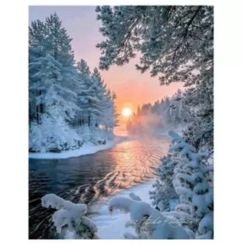 Полный 5D Diy Алмазная картина Река и снег Вышивка крестом Домашний декор Ручной подарок Подарок 20X25CM