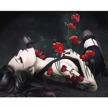 Полный 5D Diy Алмазная картина Роза Девушка Дрель Вышивка Крестом Домашний Декор Ручной Подарок 25x30cm