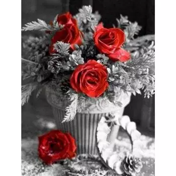Полный 5D Diy Алмазная картина Роза на столе Вышивка крестом Домашний декор Подарок ручной работы 25x30cm