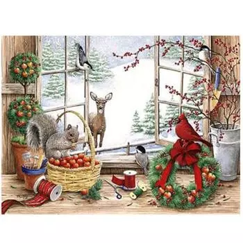 Полный 5D Diy Алмазная картина Рождественские животные Алмазная вышивка Наборы для вышивки крестом Домашний декор Подарок ручной работы 20x30cm