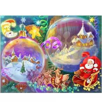 Полный 5D Diy Алмазная картина Рождественский хрустальный шар Вышивка крестом Домашний декор Подарок ручной работы 25x30cm