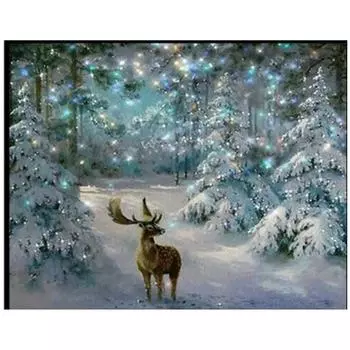 Полный 5D Diy Алмазная картина Рождественский лесной олень Вышивка крестом Домашний декор Подарок ручной работы 25x30cm