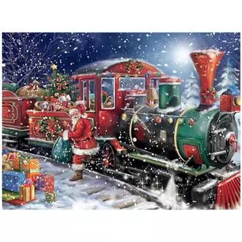 Полный 5D Diy Алмазная картина Рождественский поезд Алмазная вышивка Крестом Домашний декор Подарок ручной работы 25x30cm