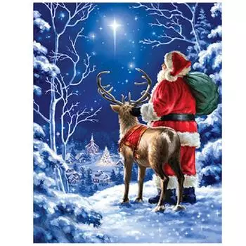 Полный 5D Diy Алмазная картина Рождественский старик олень Вышивка крестиком Домашний декор Подарок ручной работы 25x30cm