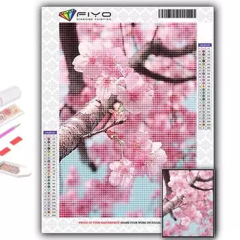 Полный 5D Diy Алмазная картина Розовая Сакура Пейзаж 5D Алмазная картина Full Round 20X30CM