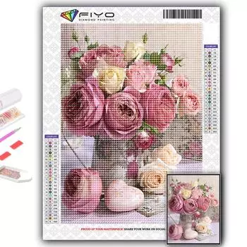 Полный 5D Diy Алмазная картина Розовые розы 5D Алмазная картина Full Round 20X30CM