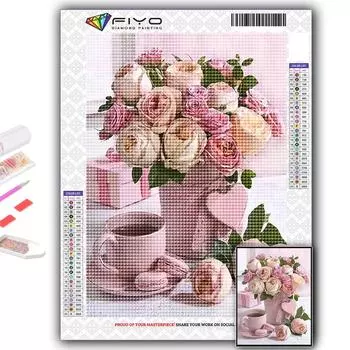 Полный 5D Diy Алмазная картина Розовые розы 5D Алмазная картина Full Round 20X30CM