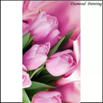 Полный 5D Diy Алмазная картина Розовый декоративный цветок Вышивка крестиком Домашний декор Подарок ручной работы 25x30cm
