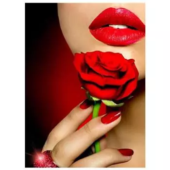 Полный 5D Diy Алмазная картина Розы и красные губы Вышивка крестиком Домашний декор Подарок ручной работы 20X25CM