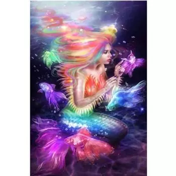 Полный 5D Diy Алмазная картина Русалка и бабочка Вышивка крестиком Домашний декор Подарок ручной работы 20X25CM