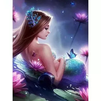 Полный 5D DIY Алмазная картина Русалка Эльф Алмазная вышивка Мозаика Наборы вышивки крестом Домашний декор Подарки ручной работы Round 20x30cm