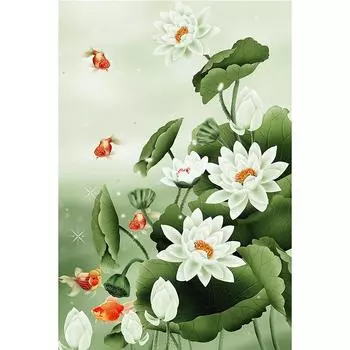 Полный 5D Diy Алмазная картина Рыбы Цветы Алмазная вышивка Полный вышивки крестом Домашний декор Подарок ручной работы 20x30cm