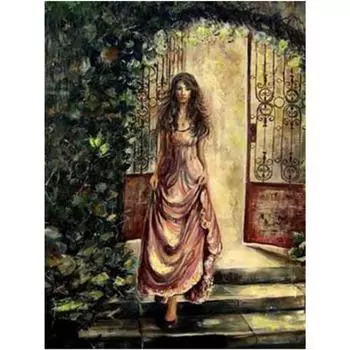 Полный 5D Diy Алмазная картина Садовая девушка эскиз Вышивка крестиком Домашний декор Подарок ручной работы 25x30cm