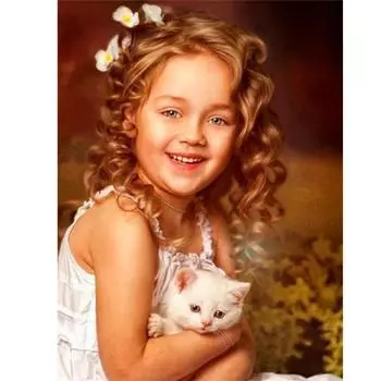 Полный 5D DIY Алмазная картина счастливая маленькая девочка Алмазная вышивка Мозаика Наборы вышивки крестом Домашний декор Подарки ручной работы Round 20x30cm