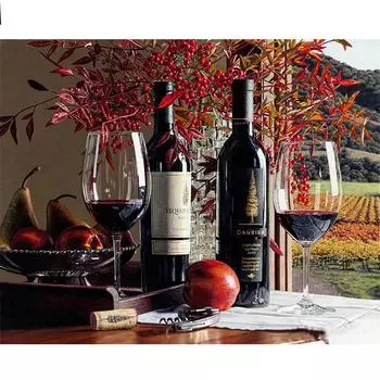 Полный 5D Diy Алмазная картина Семейный винный стол Вышивка крестом Домашний декор Подарок ручной работы 25x30cm