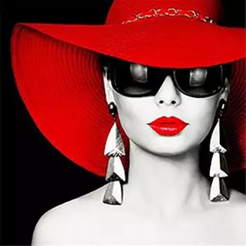 Полный 5D Diy Алмазная картина Сексуальная шляпа женщина Вышивка крестом Домашний декор Подарок ручной работы 25x25cm