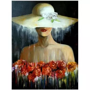 Полный 5D Diy Алмазная картина Шляпа Леди Алмазная вышивка Крестом Домашний декор Подарок ручной работы 25x30cm