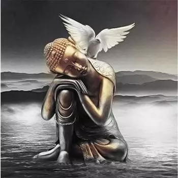 Полный 5D Diy Алмазная картина Сидящий Будда Алмазная вышивка Наборы для вышивки крестом Домашний декор Подарки ручной работы Round 25x25cm