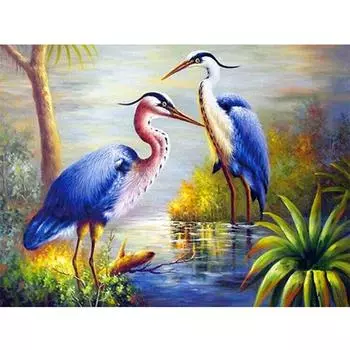 Полный 5D Diy Алмазная картина Синий Журавль Алмазная вышивка Полный лежал вышивка крестом Домашний декор Подарок ручной работы 20x30cm