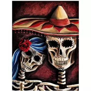 Полный 5D Diy Алмазная картина Скелет Люди Любовь Вышивка Крестом Домашний Декор Ручной Подарок 20X25CM