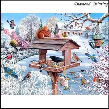 Полный 5D Diy Алмазная картина Скворечник Мозаика Вышивка Крестом Домашний Декор Ручной подарок Подарок 25x30cm