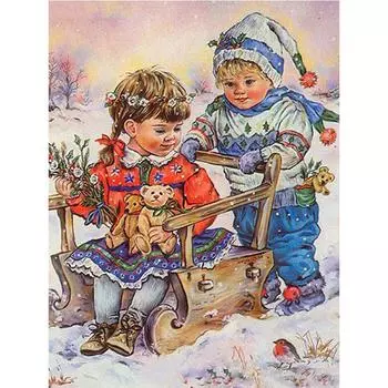 Полный 5D Diy Алмазная картина Снег Детская Алмазная вышивка Полный лежал вышивка крестом Домашний декор Подарок ручной работы 20x30cm