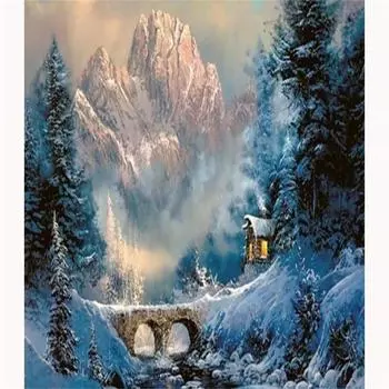 Полный 5D Diy Алмазная картина Снежная гора Алмазная вышивка Полный набор аниме Наборы для вышивки крестом Домашний декор Подарок ручной работы 20x30cm