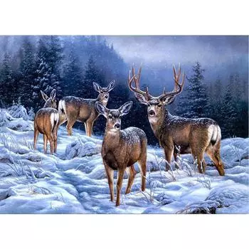 Полный 5D Diy Алмазная картина Снежный лось Алмазная вышивка Полный лежал вышивка крестом Домашний декор Подарок ручной работы 20x30cm