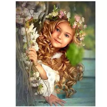 Полный 5D Diy Алмазная картина Солнечная маленькая девочка Вышивка крестом Домашний декор Подарок ручной работы 25x30cm