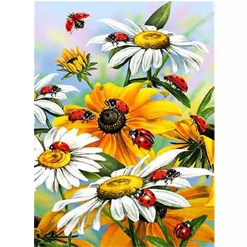 Полный 5D Diy Алмазная картина Солнечный цветок Красный червь Вышивка Крестом Домашний декор Подарок ручной работы 25x30cm