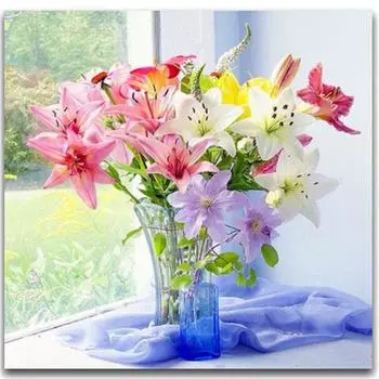 Полный 5D Diy Алмазная картина Солнечный свет Ваза Мозаика Вышивка Крестом Домашний декор Подарок ручной работы 20X20CM