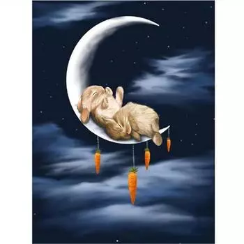 Полный 5D Diy Алмазная картина Спящий кролик Вышивка Крестом Домашний декор Ручной подарок Подарок 25x30cm