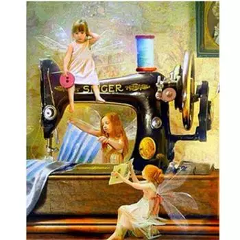 Полный 5D Diy Алмазная картина Старая швейная машина Алмазная вышивка Крестом Домашний декор Ручная работа 25x30cm