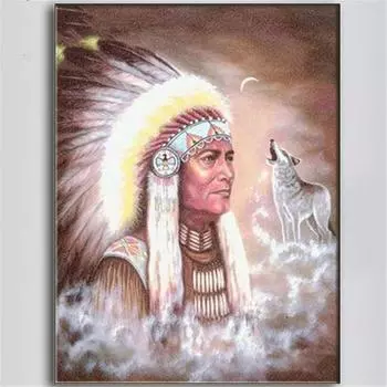 Полный 5D Diy Алмазная картина Старое индийское племя Вышивка Крестом Домашний Декор Подарок ручной работы 25x30cm