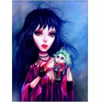 Полный 5D Diy Алмазная картина Страшная кукла девушка Вышивка крестиком Домашний декор Подарок ручной работы 25x30cm