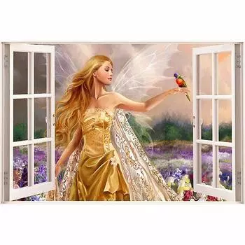 Полный 5D Diy Алмазная картина Стрекоза Девушка Алмазная вышивка Крестом Домашний декор Подарок ручной работы 20x30cm