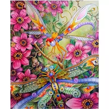 Полный 5D Diy Алмазная картина Стрекоза и цветок Алмазная вышивка Полный набор аниме Наборы для вышивки крестом Домашний декор Подарок ручной работы Round 20x30cm