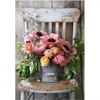 Полный 5D Diy Алмазная картина Стул с цветами Вышивка крестом Домашний декор Подарок ручной работы 20X25CM