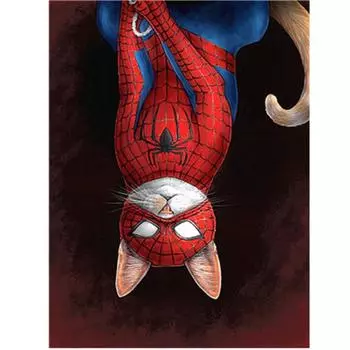 Полный 5D Diy Алмазная картина Супер Кот Перевернутый Вышивка Крестом Домашний Декор Подарок ручной работы 25x30cm