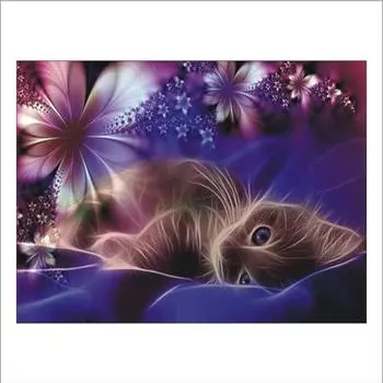 Полный 5D Diy Алмазная картина Светящийся черный кот Принцесса Вышивка Полный вышивка крестиком Домашний декор Подарок ручной работы 20x30cm