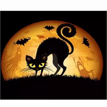 Полный 5D Diy Алмазная картина Таинственный Черный Кот Алмазная Вышивка Полный Вышивка Крестом Домашний Декор Подарок ручной работы 20x30cm
