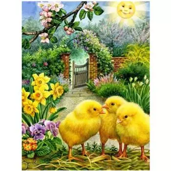 Полный 5D Diy Алмазная картина Три цыплята Вышивка крестом Домашний декор Ручной подарок Подарок 25x30cm