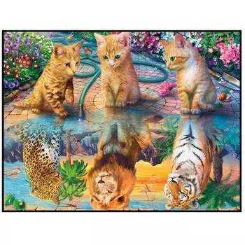 Полный 5D Diy Алмазная картина Три кошки Алмазная вышивка Наборы для вышивки крестом Домашний декор Подарок ручной работы Round 20x30cm