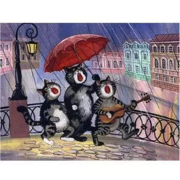 Полный 5D Diy Алмазная картина Три музыкальных кота Вышивка крестом Домашний декор Подарок ручной работы 25x30cm